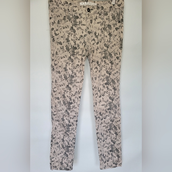 5/30$ Parasuco size 29 womens floral print pastel slim skinny light grey jeans - Picture 1 of 5